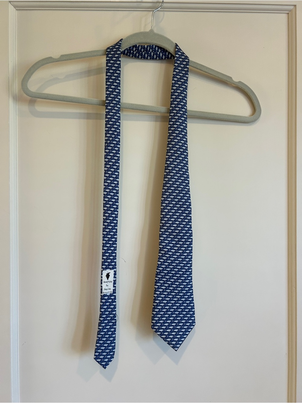 Vineyard Vines Navy and White Whale Motif Silk Tie